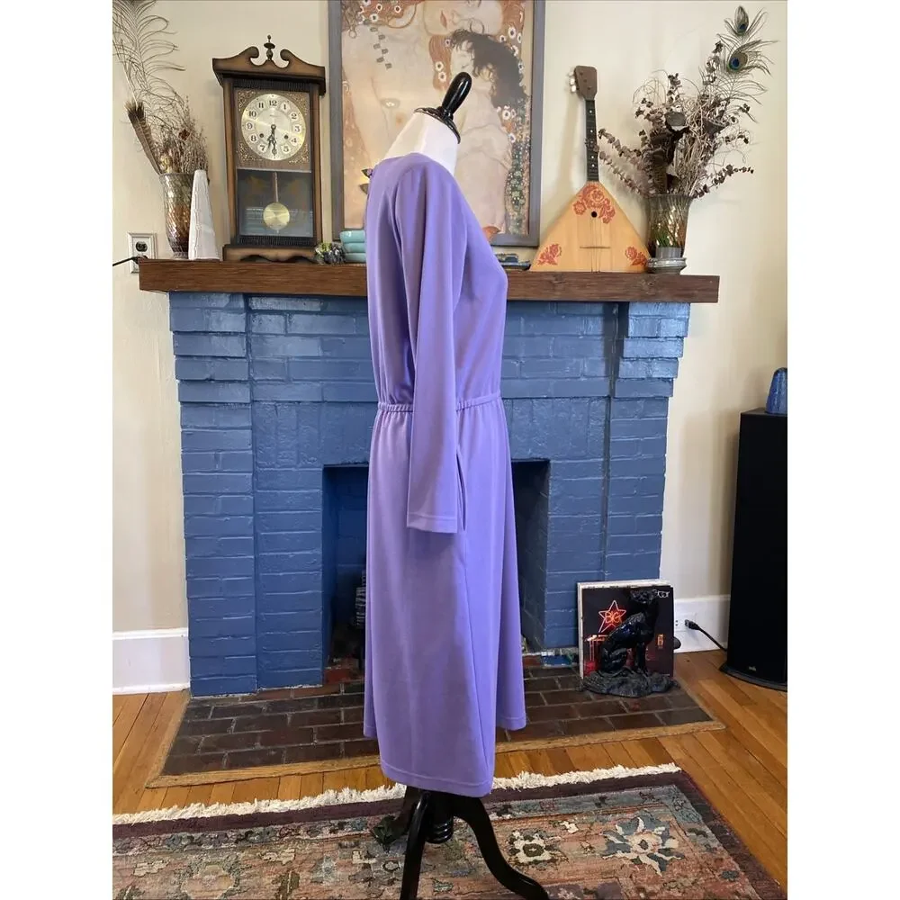 NEW The Tog Shop Petites Womens Dress 10P Knit Midi Lilac Purple Vintage 90s - Picture 3 of 12